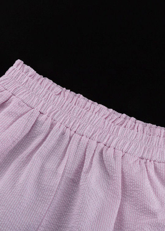 Ruffle Charm - Striped Button-Up Top & Shorts Set