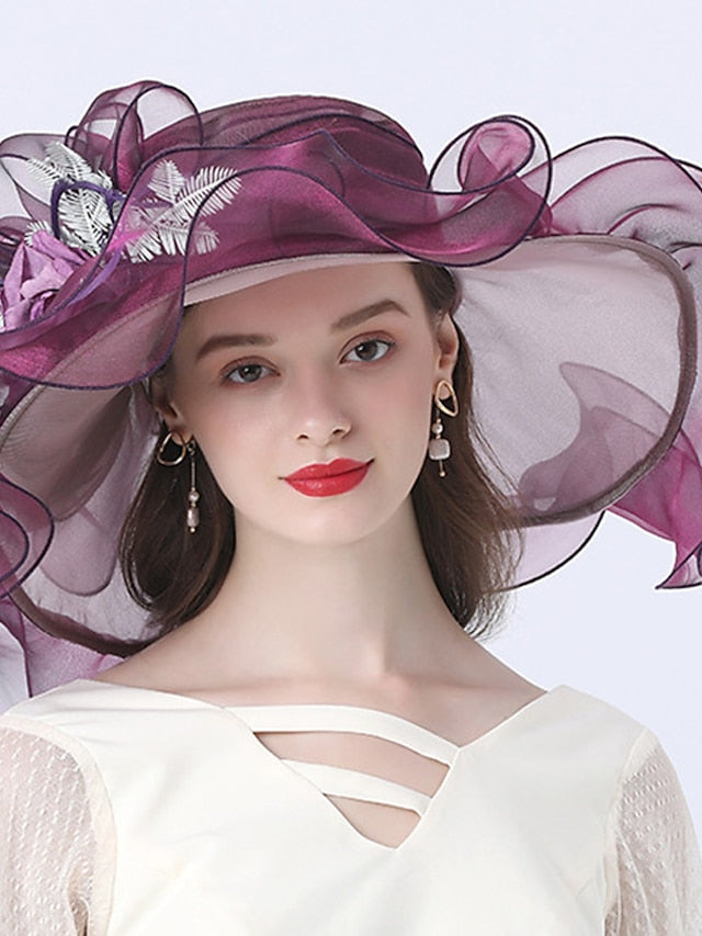 Hat Bucket Hat Sun Hat Green Blue Gold Party Outdoor Dailywear Floral Floral Portable Windproof Comfort for Women