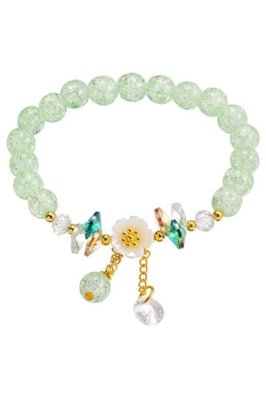 Pulsera de cuentas de vidrio de colores con diseño floral