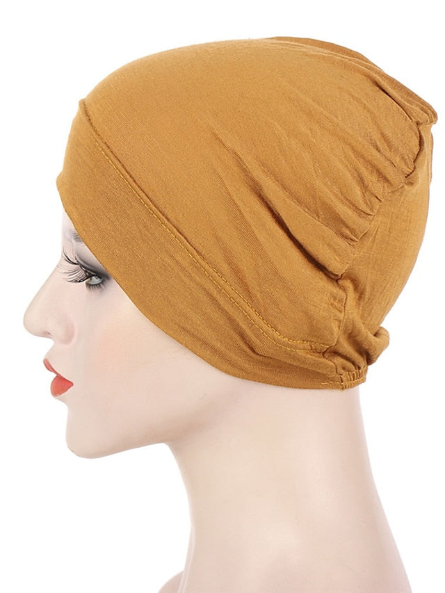 Fashion Multi Color Muslim Underscarf Women Soft Hijab Solid Scarf Turbans Head For Women Caps Islamic Hat for Women