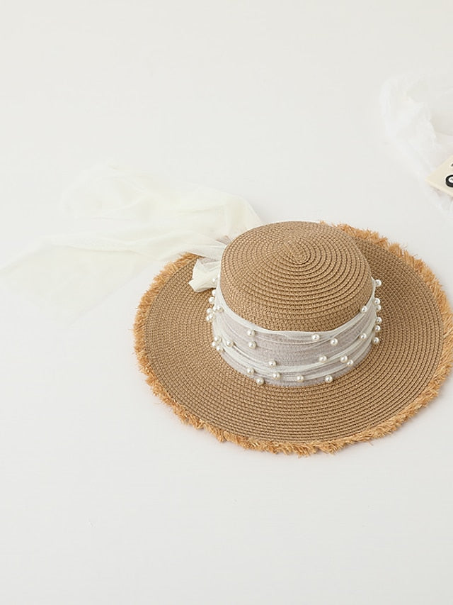 Sun Hat Straw Hat Holiday Straw Lace Vacation Beach Sunscreen Casual 1 pcs for Women