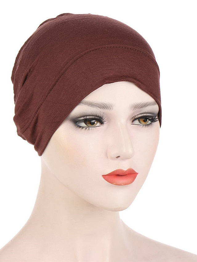 Fashion Multi Color Muslim Underscarf Women Soft Hijab Solid Scarf Turbans Head For Women Caps Islamic Hat for Women