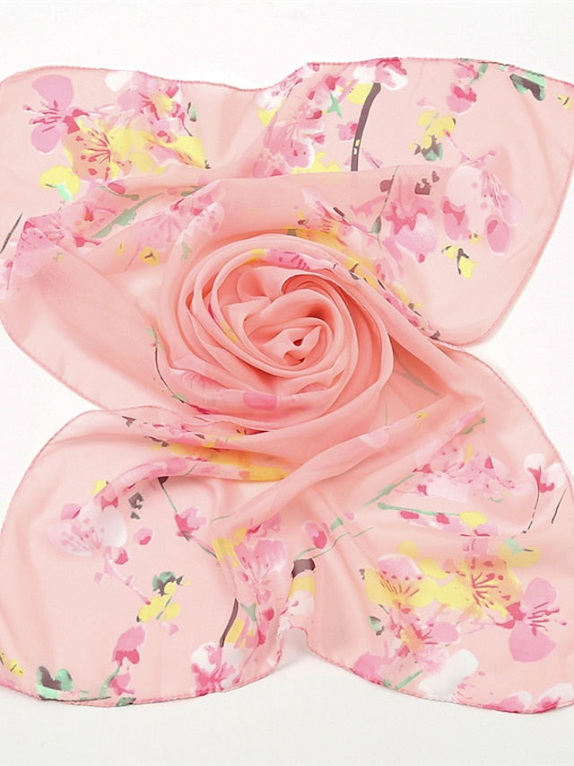 Spring Summer Fashion Floral Thin Style Chiffon Shawl Scarf Lady Print Soft Holiday Beach-up Wrap 150*50Cm for Women