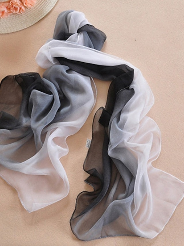 Chiffon Scarf Party Black Scarf Color Block Cute Red Blue Fall Spring for Women