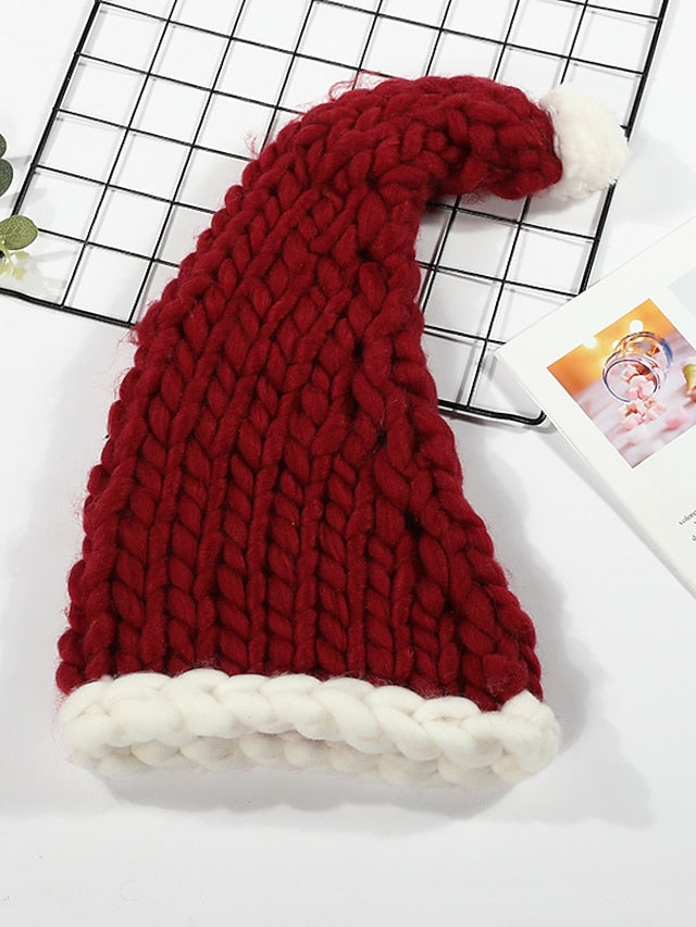 Beanie / Slouchy Christmas Party Dailywear Knitted Pure Color Red Green Hat for Women