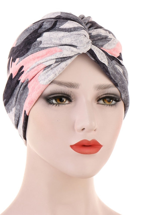 Women Muslim Daily Turban Folding Cross Knotted Hair Scarf Elastic Head Wrap Headwear Bandanas Lady Hair Hats Beanie Hair Loss Accessories for Women