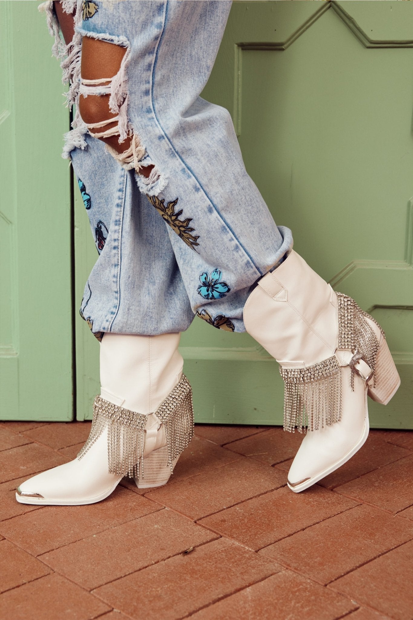 Botas vaqueras con borlas Serena Diamante
