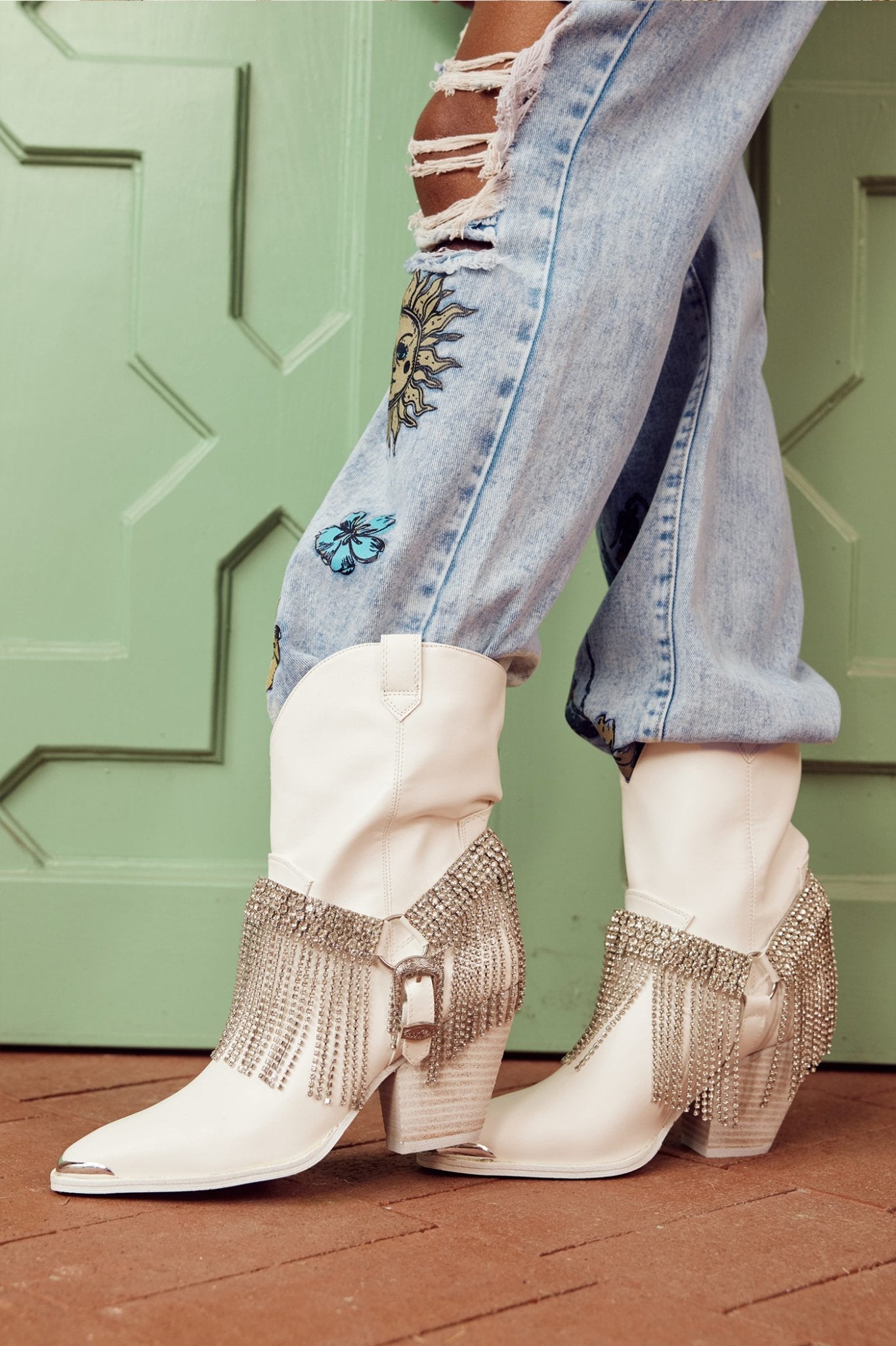 Botas vaqueras con borlas Serena Diamante