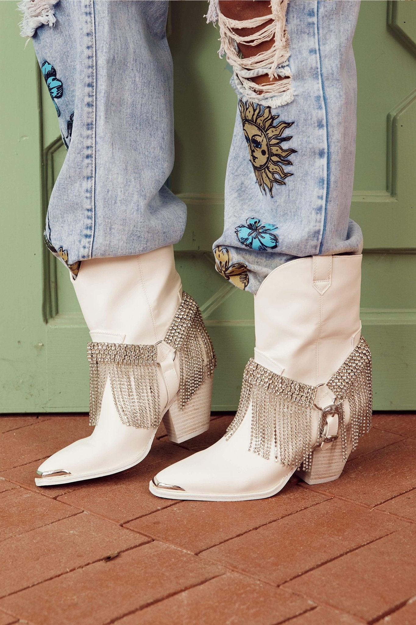 Botas vaqueras con borlas Serena Diamante