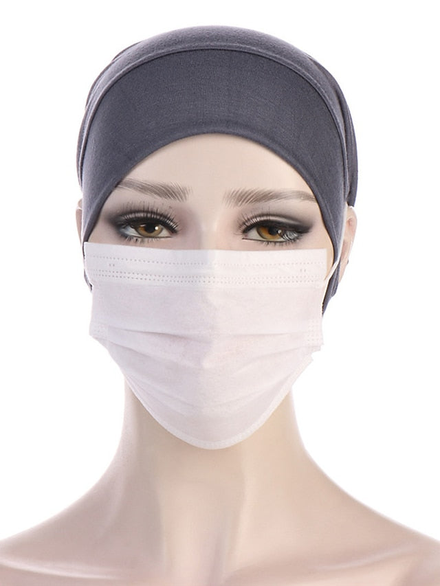 Soft Hood With Pierced Ears Inner Hijab Caps Muslim Stretch Turban Cap Islamic Underscarf Bonnet Hat Female Turbante for Women