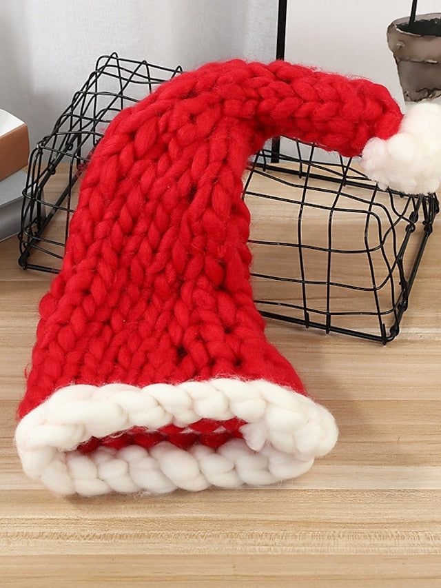Beanie / Slouchy Christmas Party Dailywear Knitted Pure Color Red Green Hat for Women