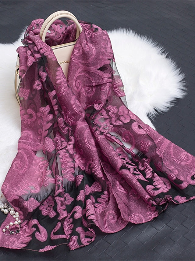 Boho Lady Women Long Soft Wrap Lady Shawl Organza Soft Scarf Scarves for Holiday Beach Accessories for Women
