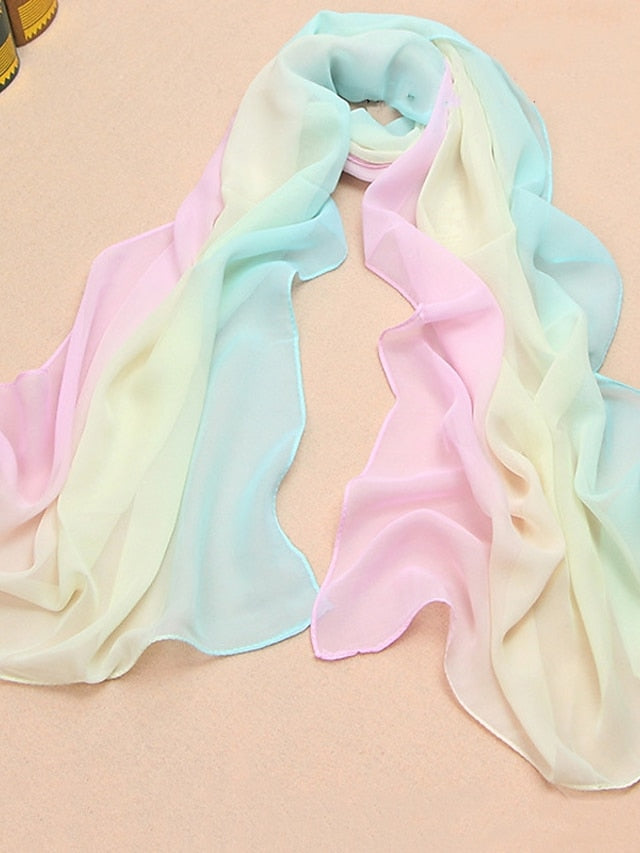 Chiffon Scarf Party Black Scarf Color Block Cute Red Blue Fall Spring for Women