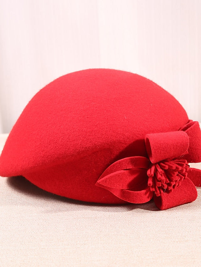Hat Beret Hat Black Wine Camel Outdoor Street Dailywear Flower Pure Color Warm Breathable for Women