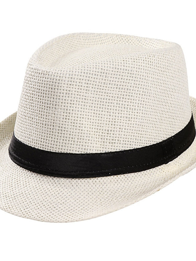 Unisex Sunhat Women Men Fashion Summer Casual Trendy Beach Sun Straw Jazz Band Hat Cowboy Fedora Hat for Women