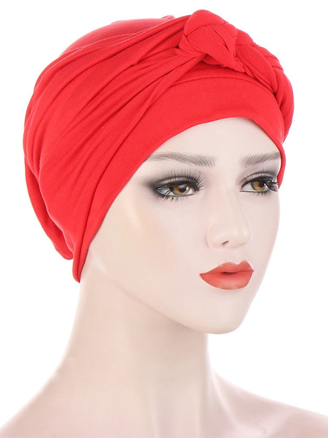 Women Lady Muslim One Half Braid Head Turban Wrap Cover Soft Hat Hair Loss Bonnet Beanies for Women