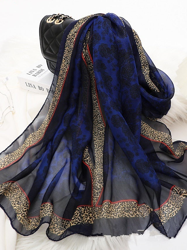 Scarves Daily Holiday Flowers Polyester Bohemia Vintage Retro Warm Casual / Daily 1 PC for Women