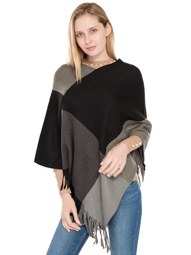 Shawl Wrap Poncho Ruana Cape Daily Holiday Cotton Polyester Casual Bohemia Warm 1 PC for Women