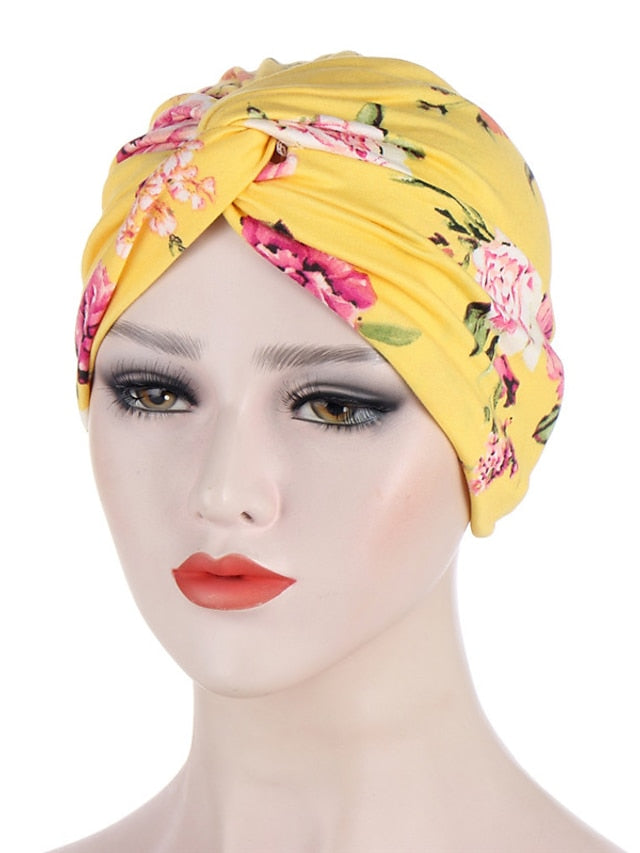 Women Muslim Daily Turban Folding Cross Knotted Hair Scarf Elastic Head Wrap Headwear Bandanas Lady Hair Hats Beanie Hair Loss Accessories for Women