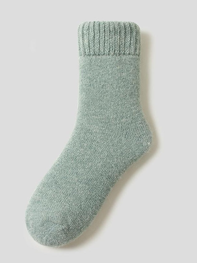 Crew Socks Thick Winter Warm Socks Home Office Work Solid Color Wool Spandex Nylon Basic Casual Classic Warm Casual 1 Pair for Women