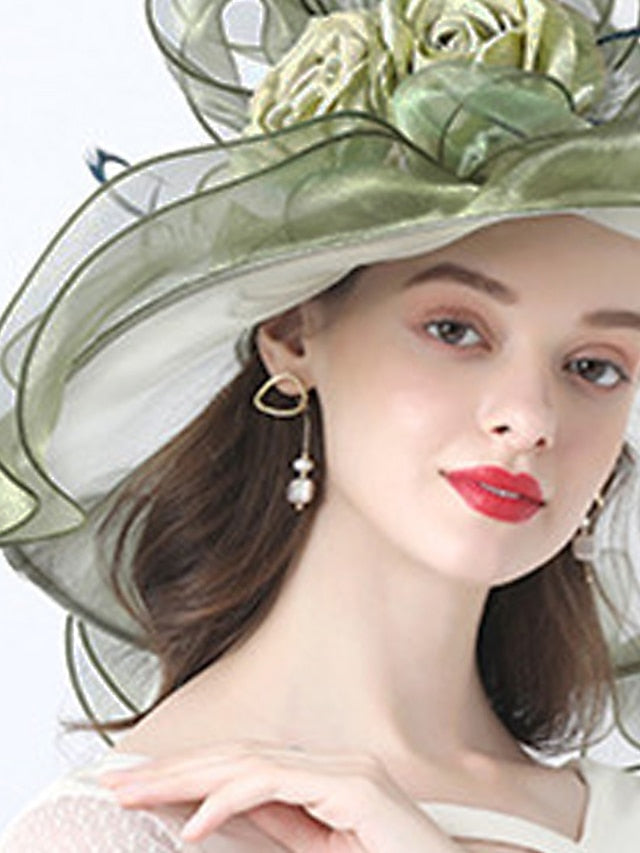 Hat Bucket Hat Sun Hat Green Blue Gold Party Outdoor Dailywear Floral Floral Portable Windproof Comfort for Women