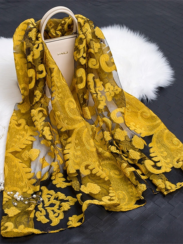 Boho Lady Women Long Soft Wrap Lady Shawl Organza Soft Scarf Scarves for Holiday Beach Accessories for Women