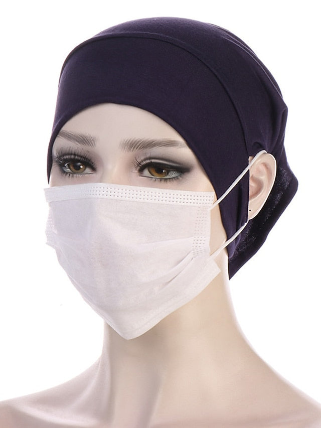 Soft Hood With Pierced Ears Inner Hijab Caps Muslim Stretch Turban Cap Islamic Underscarf Bonnet Hat Female Turbante for Women