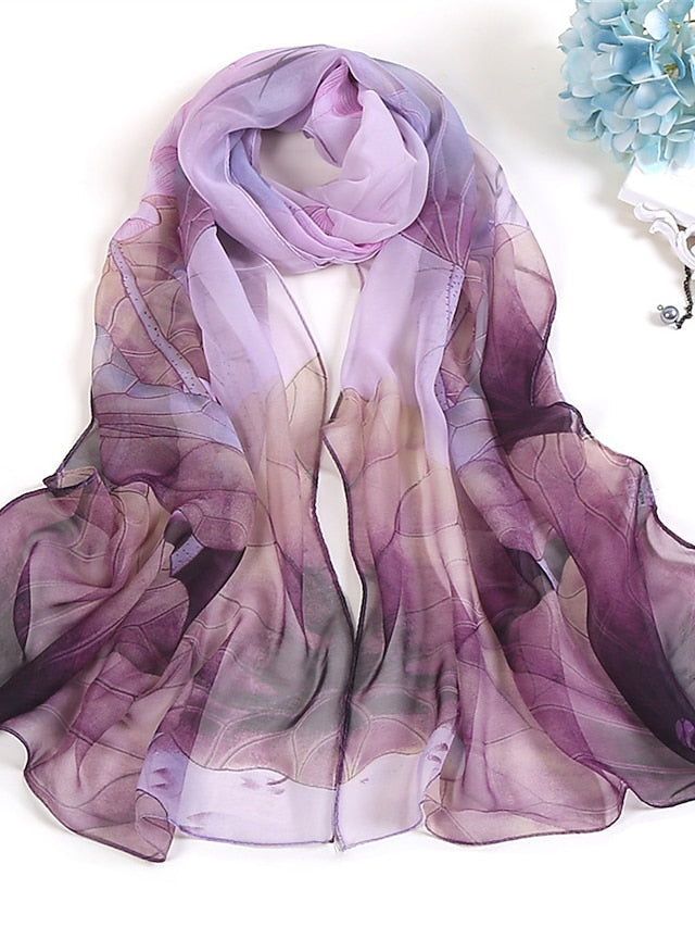 Chiffon Scarf Party Red Scarf Tie Dye / Purple / Fall / Winter / Spring / Summer for Women
