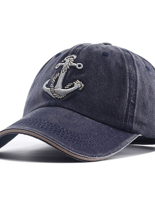 Embroidery Baseball Cap for Women Men Cowboy Washed Cloth Anchor Adult Unisex Casual Dad Hat Trucker Snapback Outdoor Sunscreen Cap for Women