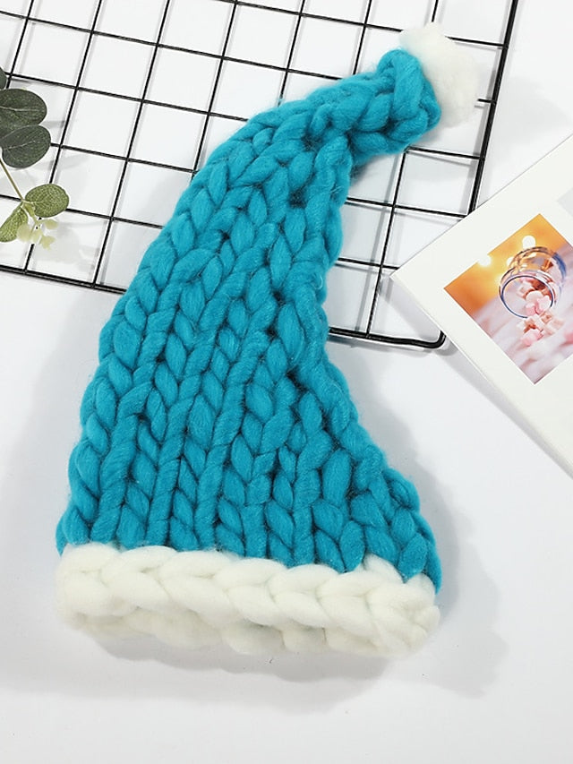 Beanie / Slouchy Christmas Party Dailywear Knitted Pure Color Red Green Hat for Women