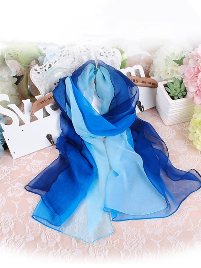 Chiffon Scarf Party Black Scarf Color Block Cute Red Blue Fall Spring for Women