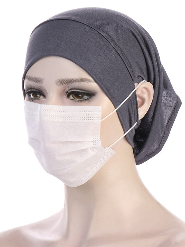 Soft Hood With Pierced Ears Inner Hijab Caps Muslim Stretch Turban Cap Islamic Underscarf Bonnet Hat Female Turbante for Women