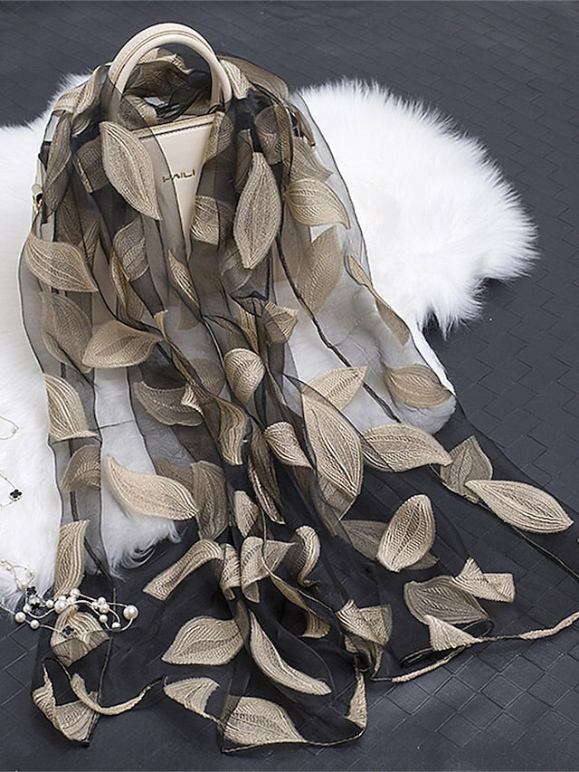 Shawls & Wraps Street Daily Date Wine Green Scarf Florals / Party / Silk / Cute / Fall / Winter for Women