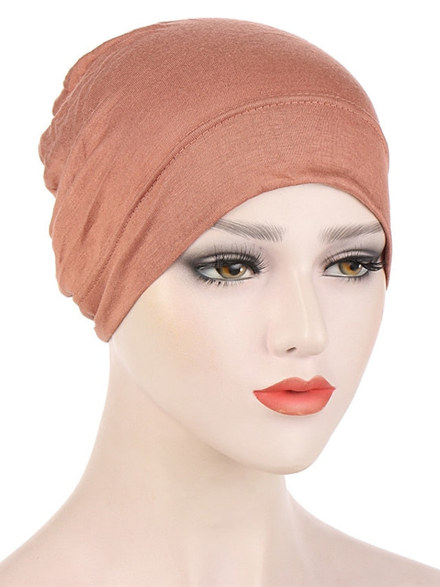 Fashion Multi Color Muslim Underscarf Women Soft Hijab Solid Scarf Turbans Head For Women Caps Islamic Hat for Women