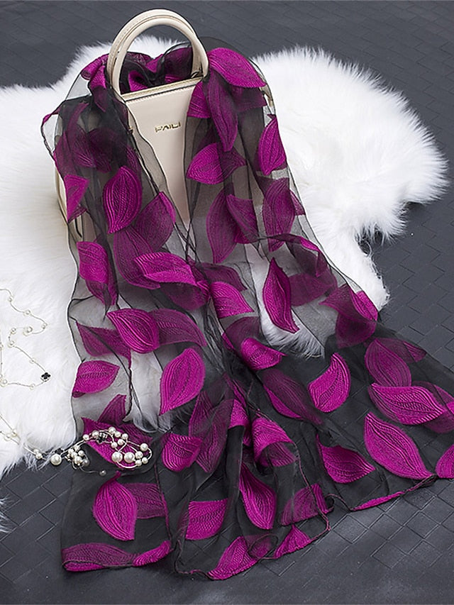 Shawls & Wraps Street Daily Date Wine Green Scarf Florals / Party / Silk / Cute / Fall / Winter for Women