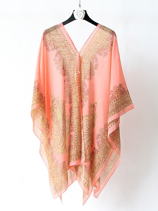 Fashion Women Scarf Shawl Poncho Printed Sunscreen Scarf Sun Protection Shawl Beach Shawl Bikini Cover Soft Comfortable for Women
