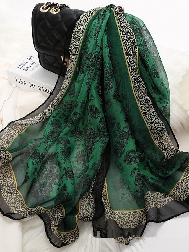 Scarves Daily Holiday Flowers Polyester Bohemia Vintage Retro Warm Casual / Daily 1 PC for Women