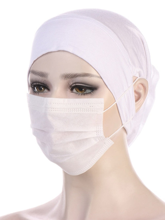 Soft Hood With Pierced Ears Inner Hijab Caps Muslim Stretch Turban Cap Islamic Underscarf Bonnet Hat Female Turbante for Women