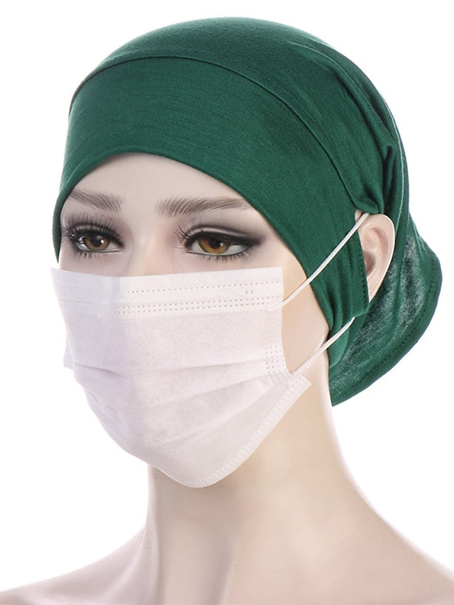 Soft Hood With Pierced Ears Inner Hijab Caps Muslim Stretch Turban Cap Islamic Underscarf Bonnet Hat Female Turbante for Women