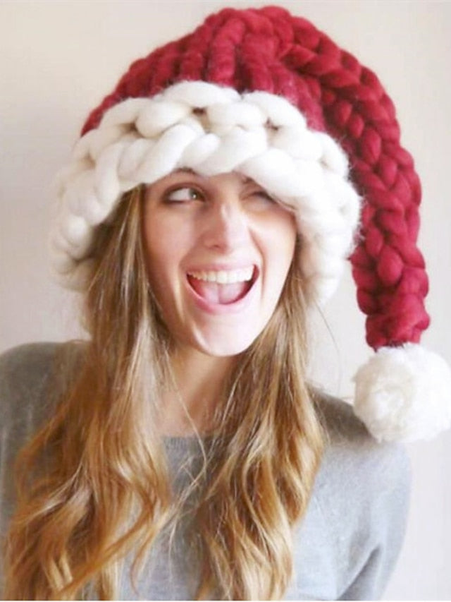 Beanie / Slouchy Christmas Party Dailywear Knitted Pure Color Red Green Hat for Women