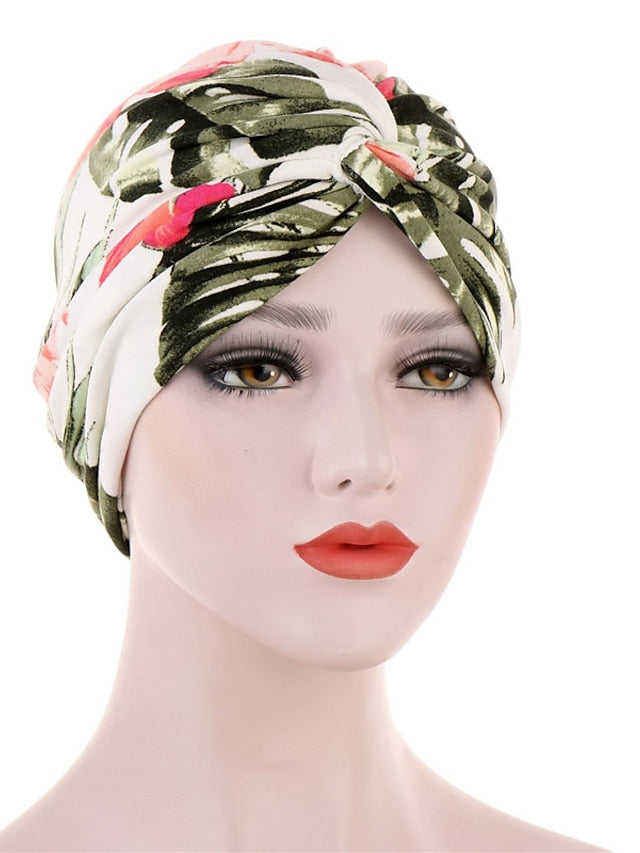 Women Muslim Daily Turban Folding Cross Knotted Hair Scarf Elastic Head Wrap Headwear Bandanas Lady Hair Hats Beanie Hair Loss Accessories for Women