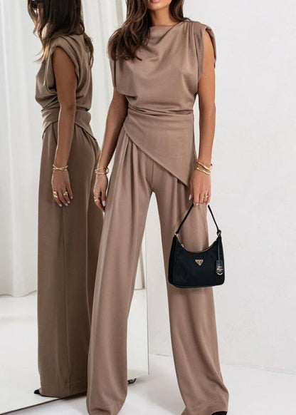 Nova Asymmetric Drape Pants Set