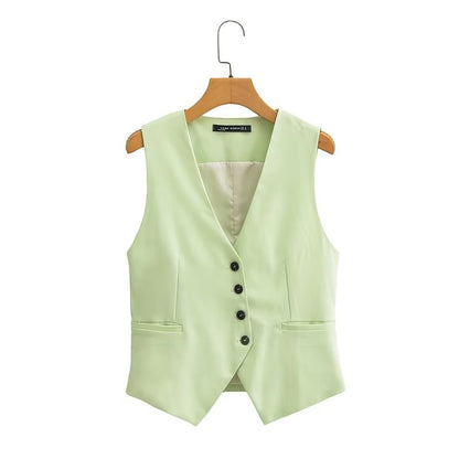 Women Clothing Elegance Sleeveless V neck Vest Jacket Casual Trousers