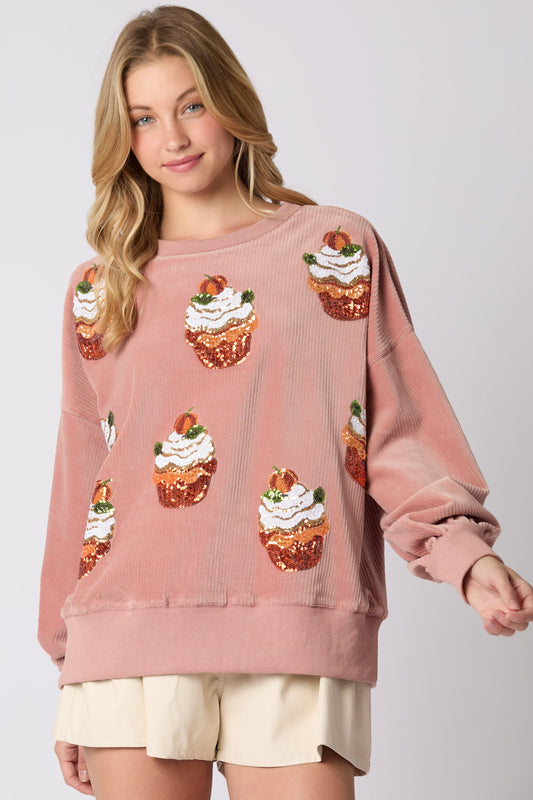 Sudadera holgada con cuello redondo y estampado de calabaza navideña de otoño e invierno