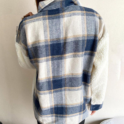 Cárdigan informal de moda con estampado de cuadros y cuello vuelto (4 colores)
