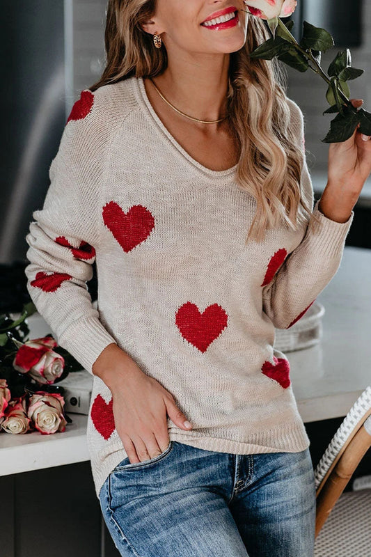 Suéter básico con cuello en V y cintura media con estampado informal (5 colores)