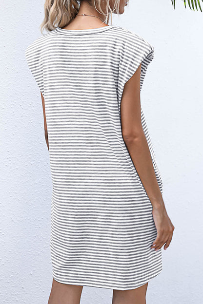 Vestidos casuales de moda con rayas y cuello redondo (3 colores)