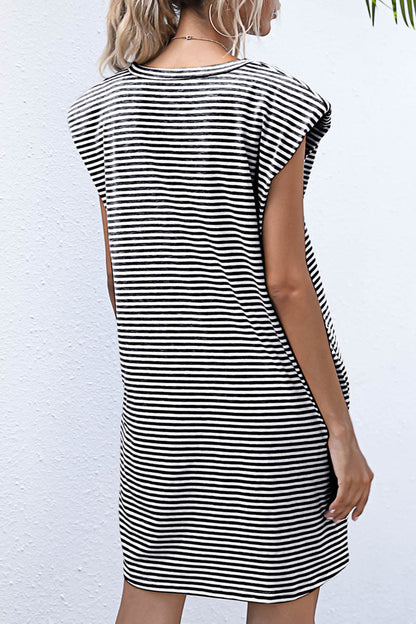 Vestidos casuales de moda con rayas y cuello redondo (3 colores)