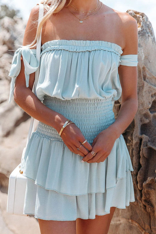 Vestidos casuales de moda con falda de pastel sin tirantes y abertura en la parte superior lisa