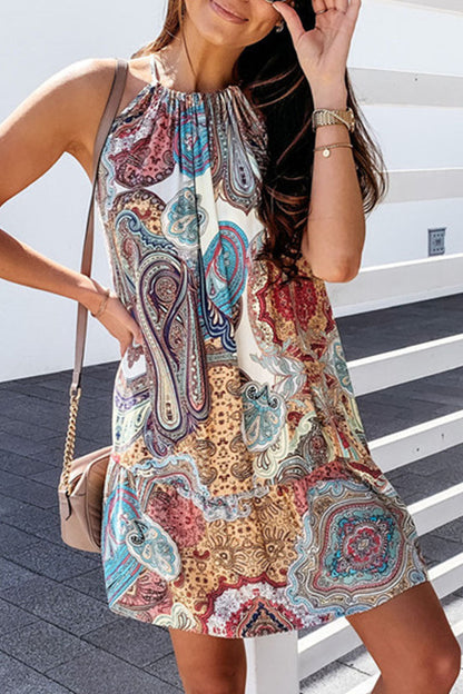 Vestidos mini de corte A con cuello halter y estampado de moda urbana